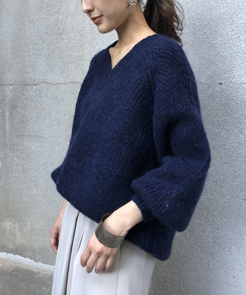 &g'aime(アンジェム)の「【&g'aime】ベビーモヘアチュニックニット(ニット/セーター・レディース・ホワイト/グレー/モカ/ネイビー・FREE)」の14枚目の写真