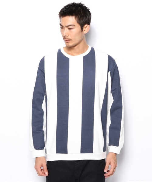 WHO'S WHO gallery（フーズフーギャラリー）の「ストライプスウェット（スウェット・メンズ・ネイビー/その他・MEDIUM/LARGE）」の3枚目の写真