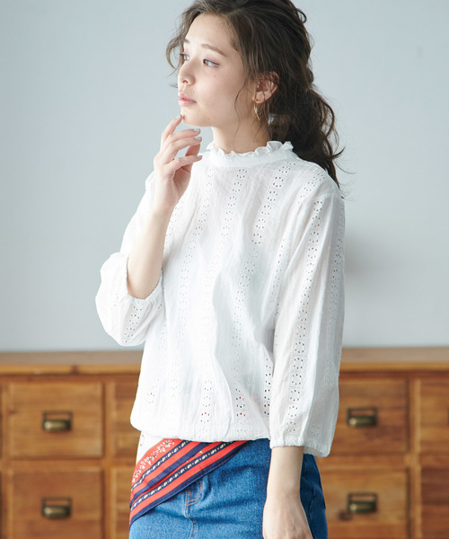 ROPE' PICNIC(ロペピクニック)の「【2WAY】刺しゅうレースブラウス(シャツ/ブラウス)」|オフホワイト