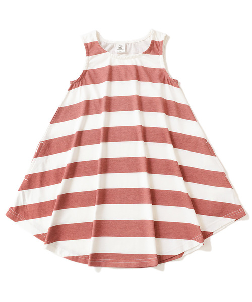 devirock（デビロック）の「ボーダーフレアタンクワンピース（ワンピース・キッズ・グレー系その他/キャメル/ネイビー/スモークピンク/レッド系その他/ラベンダー・160cm/140cm/100cm/130cm/110cm/150cm/120cm）」の21枚目の写真