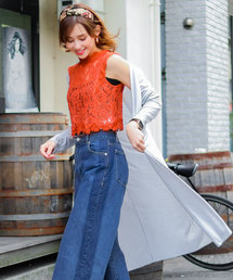 UVカットレーヨンミックスマキシ丈サマーニットカーディガン