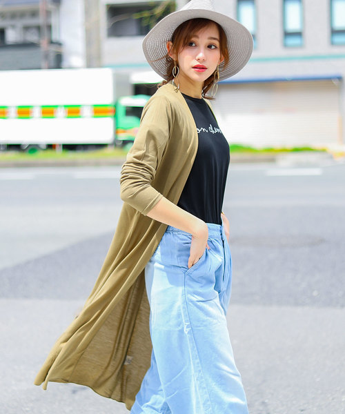 Fashion Letter（ファッションレター）の「UVカットレーヨンミックスマキシ丈サマーニットカーディガン（カーディガン/ボレロ・レディース・ホワイト/ブラック/ベージュ/ネイビー/グレー/カーキ・FREE）」の5枚目の写真