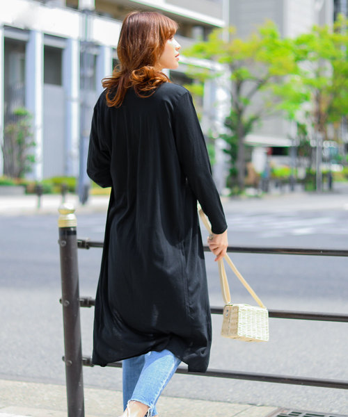 Fashion Letter（ファッションレター）の「UVカットレーヨンミックスマキシ丈サマーニットカーディガン（カーディガン/ボレロ・レディース・ホワイト/ブラック/ベージュ/ネイビー/グレー/カーキ・FREE）」の17枚目の写真