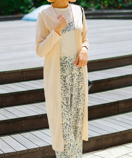 Fashion Letter（ファッションレター）の「UVカットレーヨンミックスマキシ丈サマーニットカーディガン（カーディガン/ボレロ・レディース・ホワイト/ブラック/ベージュ/ネイビー/グレー/カーキ・FREE）」の20枚目の写真