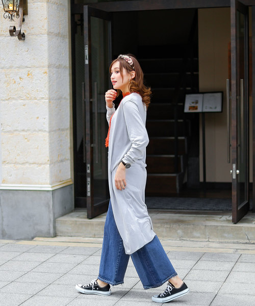 Fashion Letter（ファッションレター）の「UVカットレーヨンミックスマキシ丈サマーニットカーディガン（カーディガン/ボレロ・レディース・ホワイト/ブラック/ベージュ/ネイビー/グレー/カーキ・FREE）」の11枚目の写真