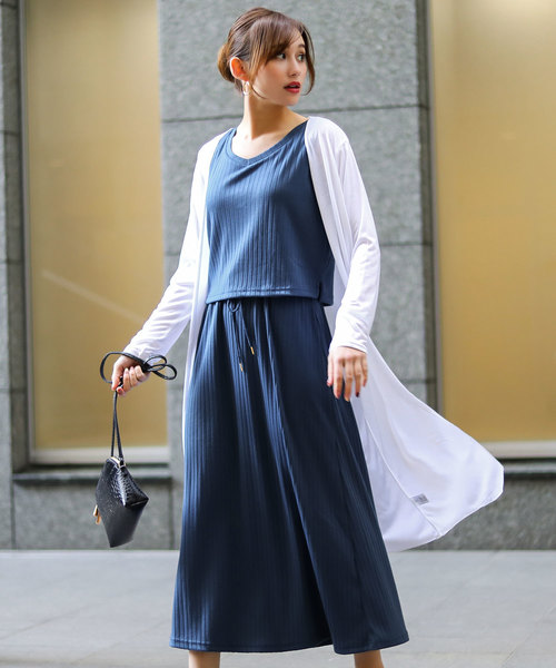 Fashion Letter（ファッションレター）の「UVカットレーヨンミックスマキシ丈サマーニットカーディガン（カーディガン/ボレロ・レディース・ホワイト/ブラック/ベージュ/ネイビー/グレー/カーキ・FREE）」の15枚目の写真