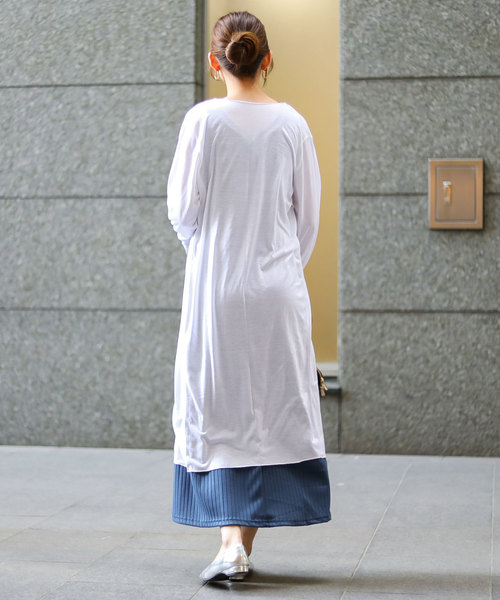 Fashion Letter（ファッションレター）の「UVカットレーヨンミックスマキシ丈サマーニットカーディガン（カーディガン/ボレロ・レディース・ホワイト/ブラック/ベージュ/ネイビー/グレー/カーキ・FREE）」の21枚目の写真