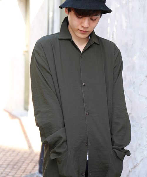 revertical(リバーティカル)の「無地 ロングブラウス ロングシャツカーデ(シャツ/ブラウス・メンズ・ホワイト/ベージュ/グレー/ブラック/カーキ・M/L)」の12枚目の写真