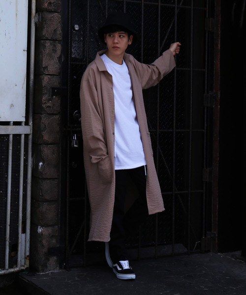 revertical(リバーティカル)の「無地 ロングブラウス ロングシャツカーデ(シャツ/ブラウス・メンズ・ホワイト/ベージュ/グレー/ブラック/カーキ・M/L)」の19枚目の写真