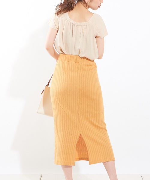 natural couture(ナチュラルクチュール)の「フロント釦ギャザー袖ブラウス(シャツ/ブラウス・レディース・ミント/キャメル/ストライプ/ライトベージュ・FREE)」の7枚目の写真