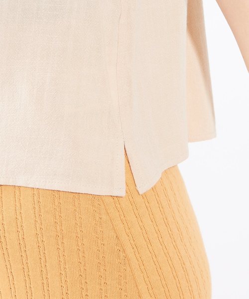 natural couture(ナチュラルクチュール)の「フロント釦ギャザー袖ブラウス(シャツ/ブラウス・レディース・ミント/キャメル/ストライプ/ライトベージュ・FREE)」の20枚目の写真