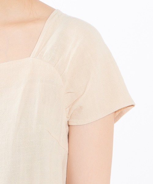 natural couture(ナチュラルクチュール)の「フロント釦ギャザー袖ブラウス(シャツ/ブラウス・レディース・ミント/キャメル/ストライプ/ライトベージュ・FREE)」の19枚目の写真