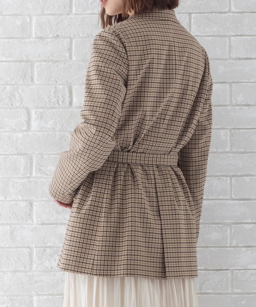 Munich（ミューニック）の「<ベルト付き＞　テーラードジャケット（テーラードジャケット・レディース・チャコールグレー/ブラック/キャメル/チェック・FREE）」の13枚目の写真