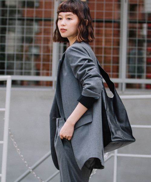 Munich（ミューニック）の「<ベルト付き＞　テーラードジャケット（テーラードジャケット・レディース・チャコールグレー/ブラック/キャメル/チェック・FREE）」の19枚目の写真