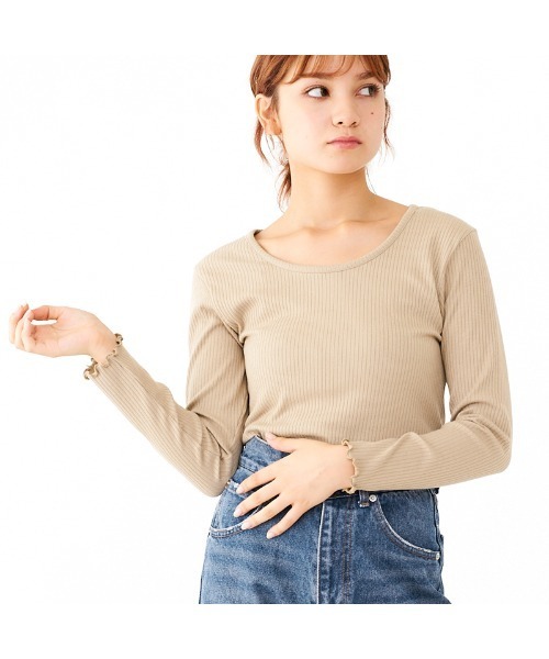 flower（フラワー）の「ディープネックトップ（Tシャツ/カットソー・レディース・ホワイト/グレー/ベージュ/アイボリー/ブラック・FREE）」の21枚目の写真