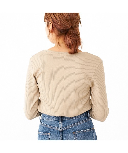 flower（フラワー）の「ディープネックトップ（Tシャツ/カットソー・レディース・ホワイト/グレー/ベージュ/アイボリー/ブラック・FREE）」の20枚目の写真