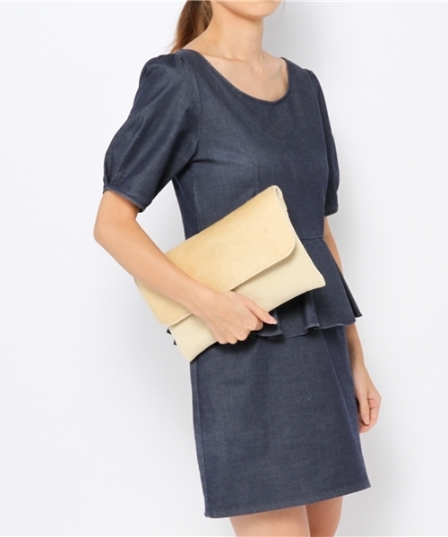 DouDou（ドゥドゥ）の「【Viflan】ハラコクラッチ（クラッチバッグ・レディース・ピンク/ホワイト/グリーン/ベージュ・FREE）」の15枚目の写真