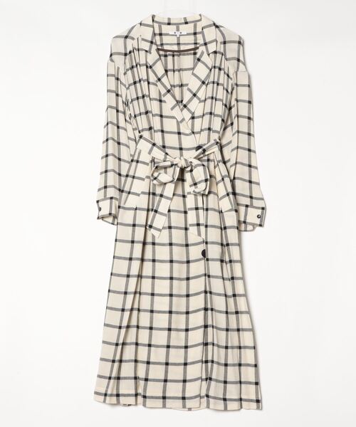 three dots(スリードッツ)の「Big plaid dress(ドレス・レディース・ホワイト×グレー/グレー×ホワイト・SMALL/X-SMALL)」の2枚目の写真