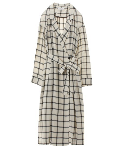 three dots(スリードッツ)の「Big plaid dress(ドレス・レディース・ホワイト×グレー/グレー×ホワイト・SMALL/X-SMALL)」の6枚目の写真