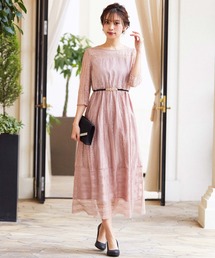 Fashion Letter | 袖付き総レースIラインロング結婚式ワンピースドレス(ドレス)