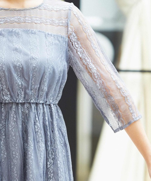 Fashion Letter(ファッションレター)の「袖付き総レースIラインロング結婚式ワンピースドレス(ドレス・レディース・ブルーグレー/ダークパープル/カーキ/ピンク・M)」の18枚目の写真