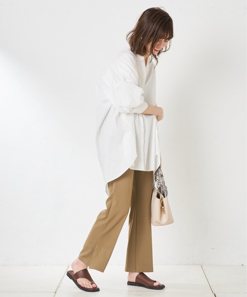 natural couture（ナチュラルクチュール）の「カットジョーゼットサイドペンツパンツ（その他パンツ・レディース・ブラック/モカ・LARGE/MEDIUM/SMALL）」の6枚目の写真