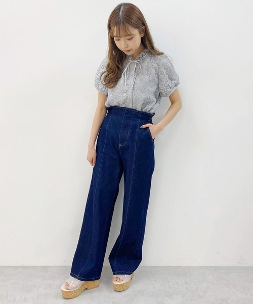 one after another NICE CLAUP（ワンアフターアナザーナイスクラップ）の「レースボウタイブラウス（シャツ/ブラウス・レディース・アイボリー/ブルーグレー/ピンクベージュ・FREE）」の10枚目の写真