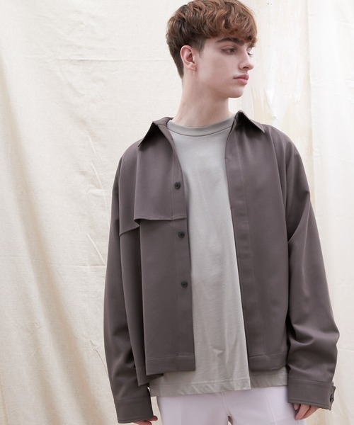 EMMA CLOTHES（エマクローズ）の「TRストレッチ ビッグシルエット L/S ヨークトレンチシャツ(EMMA CLOTHES)（シャツ/ブラウス・メンズ・ブラック/ブルー/グリーン/グレー系その他/ブラウン系その他/ブラウン系その他2/ブラウン系その他3/ブラウン系その他4・FREE）」の3枚目の写真