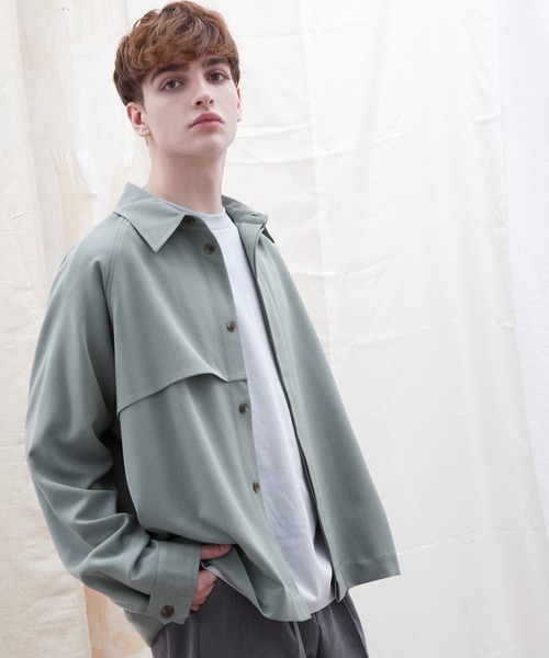EMMA CLOTHES（エマクローズ）の「TRストレッチ ビッグシルエット L/S ヨークトレンチシャツ(EMMA CLOTHES)（シャツ/ブラウス・メンズ・ブラック/ブルー/グリーン/グレー系その他/ブラウン系その他/ブラウン系その他2/ブラウン系その他3/ブラウン系その他4・FREE）」の8枚目の写真