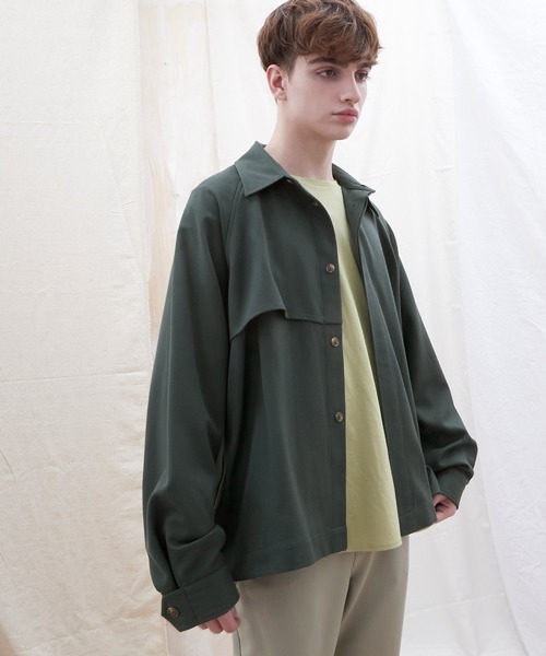 EMMA CLOTHES（エマクローズ）の「TRストレッチ ビッグシルエット L/S ヨークトレンチシャツ(EMMA CLOTHES)（シャツ/ブラウス・メンズ・ブラック/ブルー/グリーン/グレー系その他/ブラウン系その他/ブラウン系その他2/ブラウン系その他3/ブラウン系その他4・FREE）」の7枚目の写真