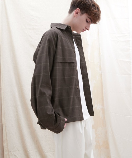 EMMA CLOTHES（エマクローズ）の「TRストレッチ ビッグシルエット L/S ヨークトレンチシャツ(EMMA CLOTHES)（シャツ/ブラウス・メンズ・ブラック/ブルー/グリーン/グレー系その他/ブラウン系その他/ブラウン系その他2/ブラウン系その他3/ブラウン系その他4・FREE）」の5枚目の写真