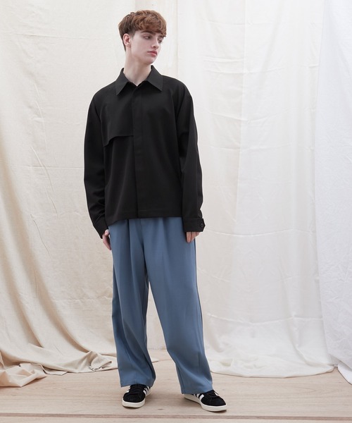 EMMA CLOTHES（エマクローズ）の「TRストレッチ ビッグシルエット L/S ヨークトレンチシャツ(EMMA CLOTHES)（シャツ/ブラウス・メンズ・ブラック/ブルー/グリーン/グレー系その他/ブラウン系その他/ブラウン系その他2/ブラウン系その他3/ブラウン系その他4・FREE）」の15枚目の写真