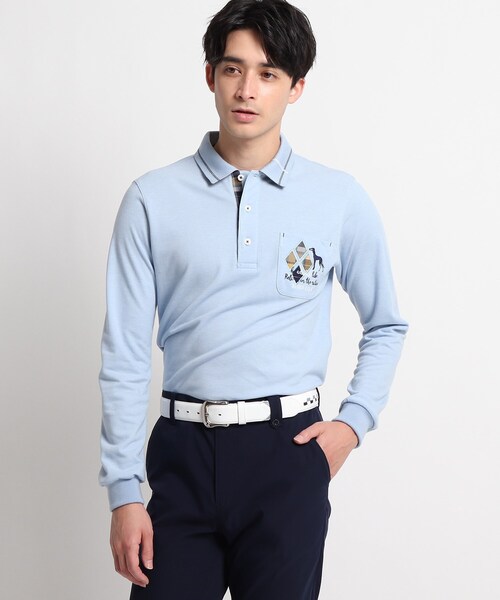 吸湿発熱 Adabat アダバット のポロシャツ 吸湿発熱 襟裏デザイン長袖ポロシャツ