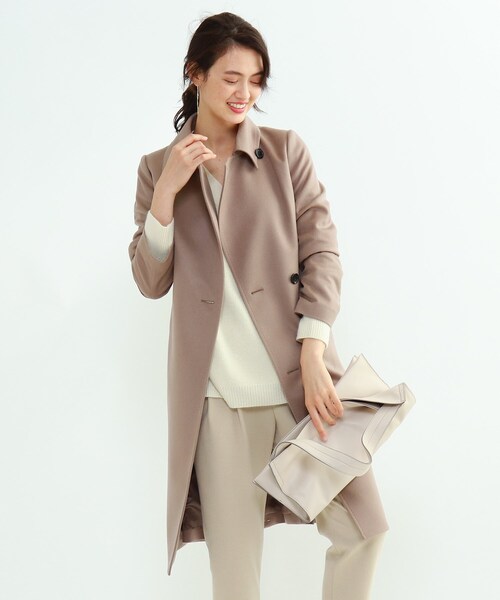カシミヤ混】【大きいサイズ】【5】INDIVI ナポレオンコート