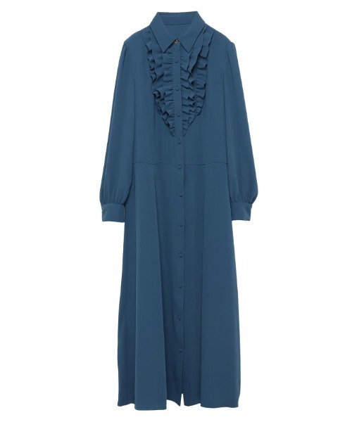 LOULOU WILLOUGHBY】サテンフリルシャツワンピース