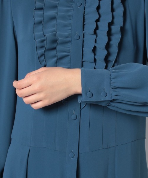 LOULOU WILLOUGHBY】サテンフリルシャツワンピース