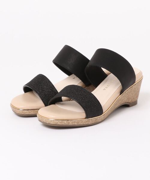 vanitybeauty(バニティービューティー)の「【vanitybeauty】グリッターサンダル(サンダル・レディース・ブラック/ベージュ/ブルー・LL/S/M/L)」の1枚目の写真