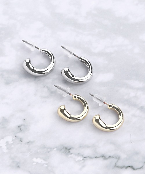 18kgpフープスタッドピアス ピアス 両耳用 Ocean Blackdia Blackdia Ocean Ocean ブラックダイヤオーシャン のファッション アクセサリー Blackdia