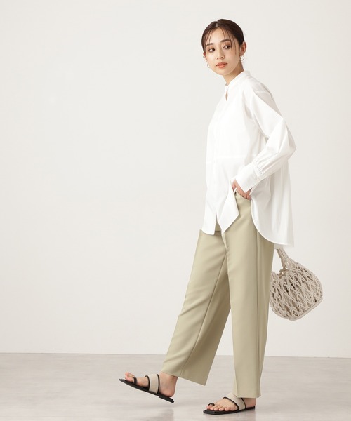 N.（N. Natural Beauty Basic）（エヌエヌナチュラルビューティーベーシック）の「【追加生産】◆バックペプラムバンドカラーシャツ（シャツ/ブラウス・レディース・オフホワイト/ライトグリーン/ブルー系その他/ピンク系その他・MEDIUM）」の5枚目の写真