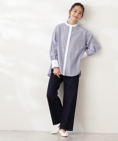 N.（N. Natural Beauty Basic）（エヌエヌナチュラルビューティーベーシック）の「【追加生産】◆バックペプラムバンドカラーシャツ（シャツ/ブラウス・レディース・オフホワイト/ライトグリーン/ブルー系その他/ピンク系その他・MEDIUM）」の10枚目の写真