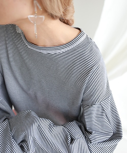 SLOBE citron.（スローブシトロン）の「SLOBE citron.デザインボーダーTEE【手洗い可能】◆（Tシャツ/カットソー・レディース・ブラック/ナチュラル/ブルー系その他/ピンク・FREE）」の20枚目の写真