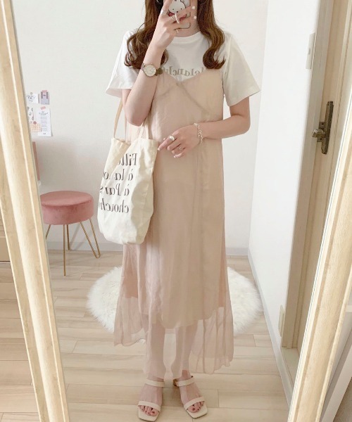 EPIMI E'PIMMY（エピミエピミー）の「箔プリントキャミワンピ（ワンピース・レディース・ブルー/アイボリー/シルバーグレー/モカ/ピンクベージュ・MEDIUM）」の2枚目の写真