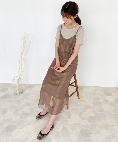 EPIMI E'PIMMY（エピミエピミー）の「箔プリントキャミワンピ（ワンピース・レディース・ブルー/アイボリー/シルバーグレー/モカ/ピンクベージュ・MEDIUM）」の12枚目の写真