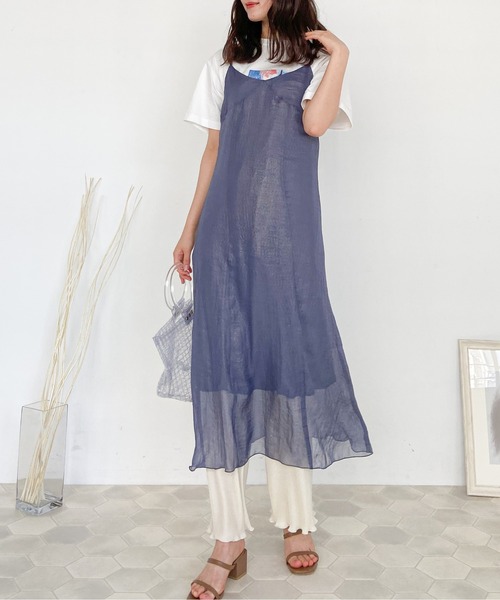 EPIMI E'PIMMY（エピミエピミー）の「箔プリントキャミワンピ（ワンピース・レディース・ブルー/アイボリー/シルバーグレー/モカ/ピンクベージュ・MEDIUM）」の7枚目の写真