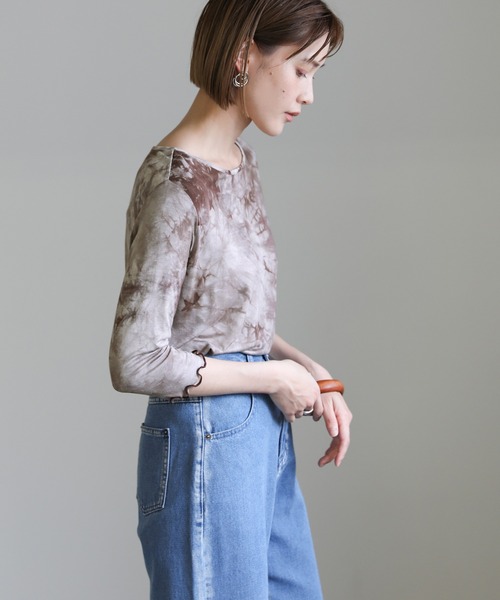 select MOCA(セレクトモカ)の「2021 SS タイダイ柄七分袖メロートップス(Tシャツ/カットソー・レディース・ブラウン/グレー/ライトベージュ・FREE)」の8枚目の写真