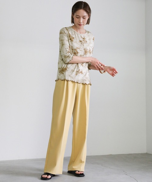 select MOCA(セレクトモカ)の「2021 SS タイダイ柄七分袖メロートップス(Tシャツ/カットソー・レディース・ブラウン/グレー/ライトベージュ・FREE)」の5枚目の写真