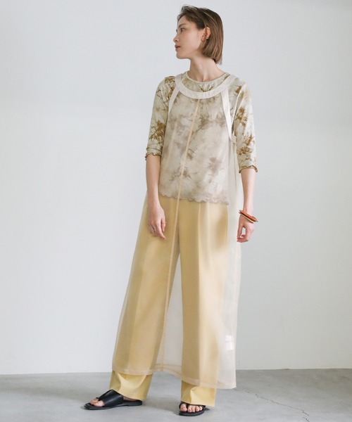 select MOCA(セレクトモカ)の「2021 SS タイダイ柄七分袖メロートップス(Tシャツ/カットソー・レディース・ブラウン/グレー/ライトベージュ・FREE)」の14枚目の写真