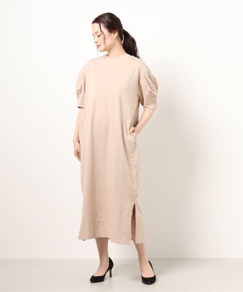 CASA FLINE（カーサフライン）の「タック袖カットソーロングドレス（ワンピース・レディース・ベージュ/パープル/ネイビー/チャコール/ホワイト・FREE）」の19枚目の写真