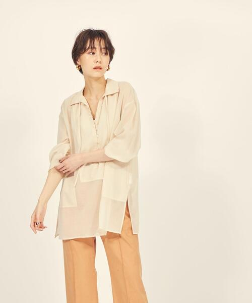 BRACTMENT(ブラクトメント)の「『BRACTMENT(ブラクトメント)』 BM マイクロチェック シアーチュニック(シャツ/ブラウス・レディース・ライトブルー/ダークブラウン/ナチュラル・FREE)」の7枚目の写真