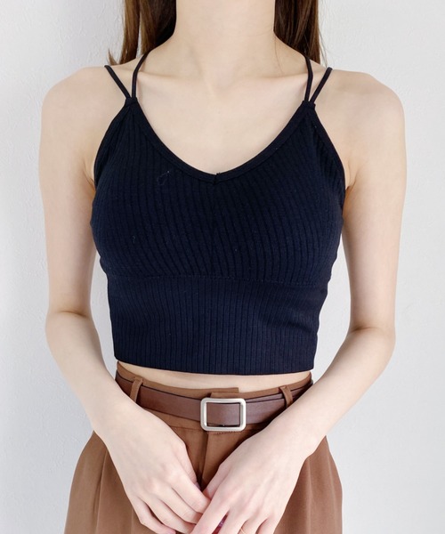 CLEA（クレア）の「カップ付きバッククロスブラトップ（キャミソール・レディース・ホワイト/ブラック/ブラウン/チャコールグレー・FREE）」の3枚目の写真